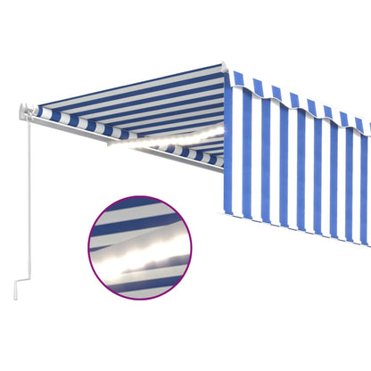 vidaXL Markise Manuell Einziehbar mit Rollo & LED 5x3 m Blau & Weiß