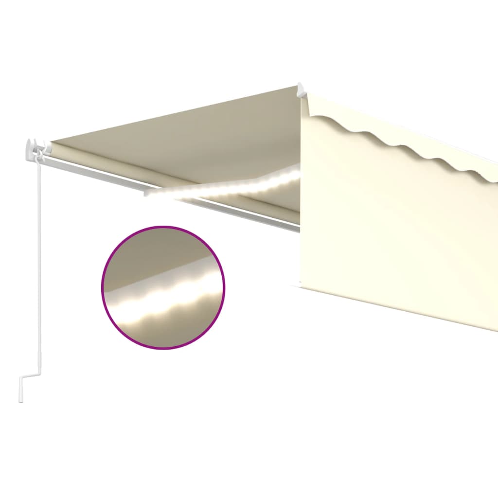 vidaXL Markise Manuell Einziehbar mit Rollo & LED 5x3 m Creme