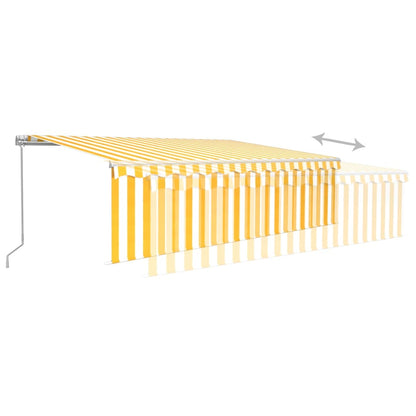 vidaXL Markise Manuell Einziehbar mit Rollo & LED 5x3 m Gelb & Weiß
