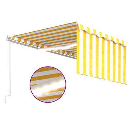 vidaXL Markise Manuell Einziehbar mit Rollo & LED 5x3 m Gelb & Weiß