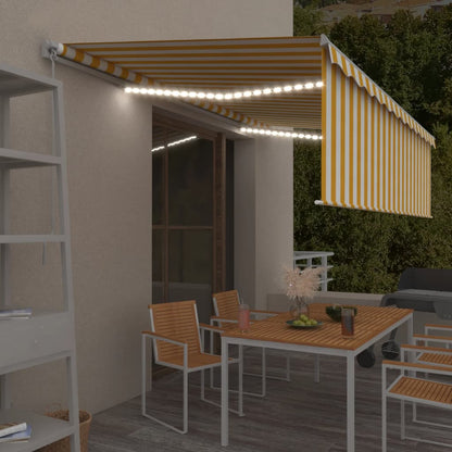 vidaXL Markise Manuell Einziehbar mit Rollo & LED 5x3 m Gelb & Weiß