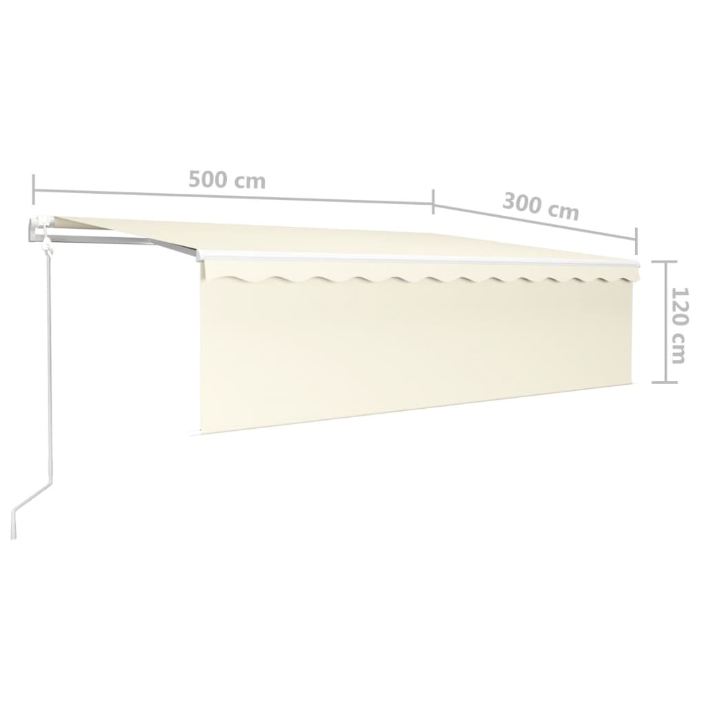 vidaXL Markise Automatisch Einziehbar mit Volant 5x3 m Creme