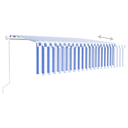 vidaXL Auvent automatique avec store LED, capteur de vent, 5x3 m, bleu et blanc