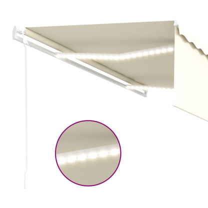 vidaXL Markise Automatisch mit Rollo LED Windsensor 5x3 m Creme