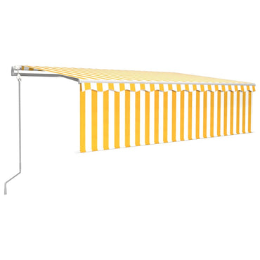 vidaXL Store banne motorisé avec store enrouleur, éclairage LED et capteur de vent 5x3 m Jaune et blanc