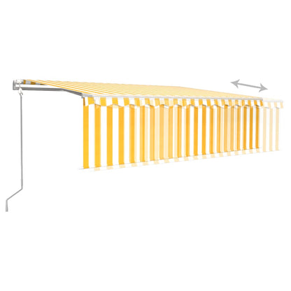 vidaXL Store banne motorisé avec store enrouleur, éclairage LED et capteur de vent 5x3 m Jaune et blanc