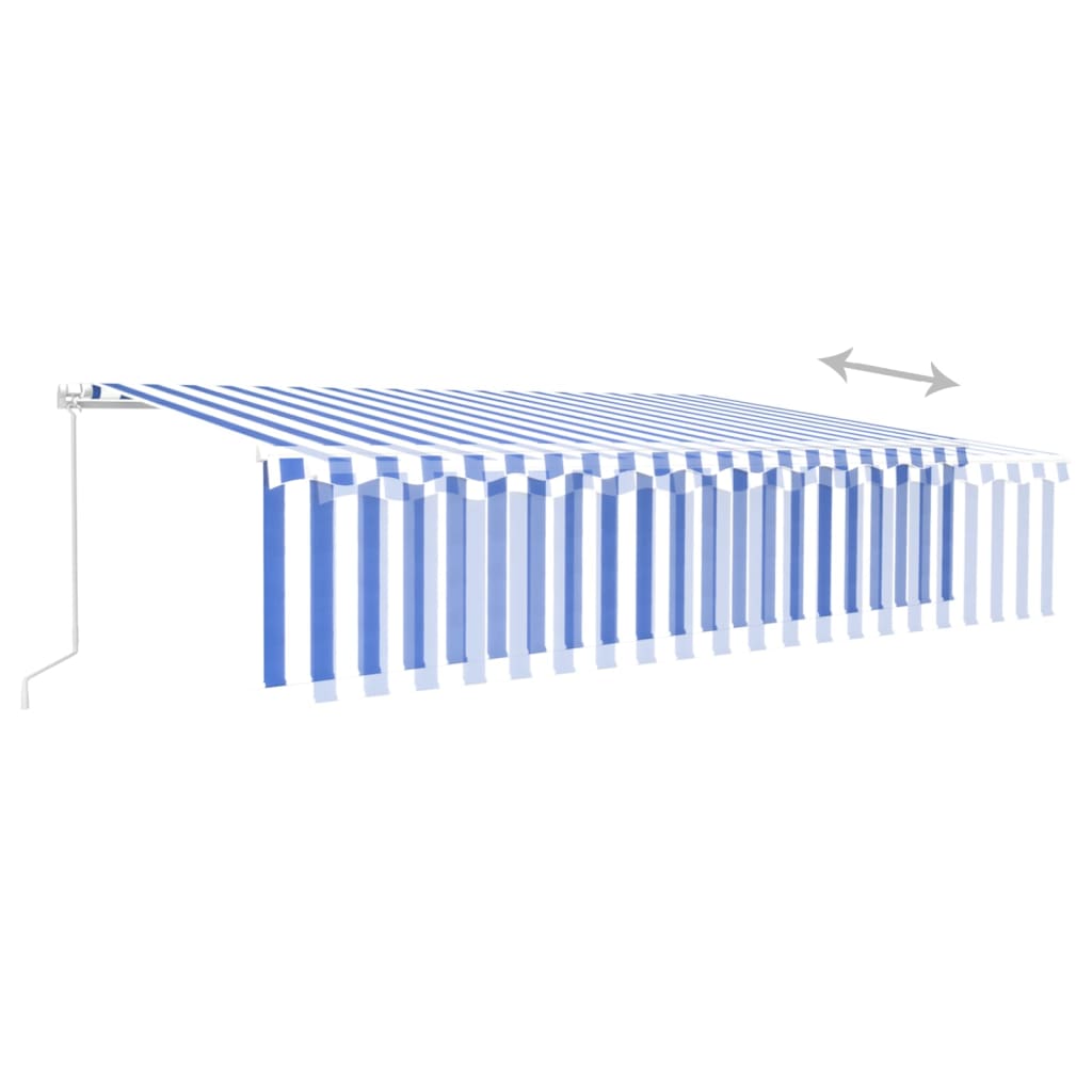 vidaXL Markise Manuell Einziehbar mit Rollo 6x3 m Blau & Weiß