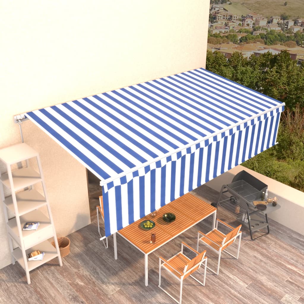 vidaXL Markise Manuell Einziehbar mit Rollo 6x3 m Blau & Weiß