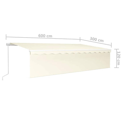 vidaXL Markise Manuell Einziehbar mit Rollo 6x3 m Creme