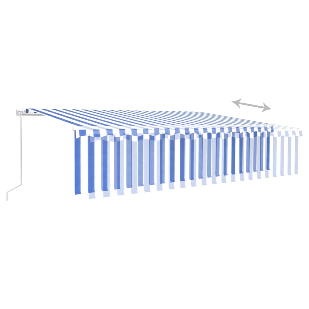 vidaXL Markise Manuell Einziehbar mit Rollo & LED 6x3 m Blau & Weiß