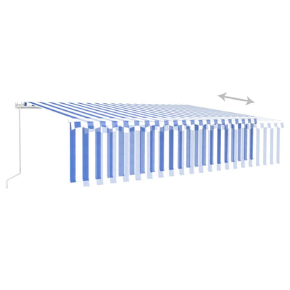 vidaXL Markise Manuell Einziehbar mit Rollo & LED 6x3 m Blau & Weiß