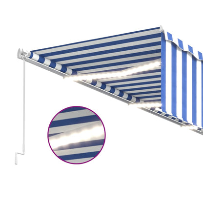 vidaXL Markise Manuell Einziehbar mit Rollo & LED 6x3 m Blau & Weiß