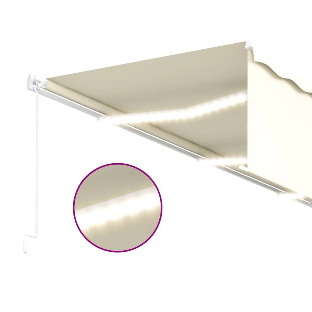 vidaXL Markise Manuell Einziehbar mit Rollo & LED 6x3 m Creme