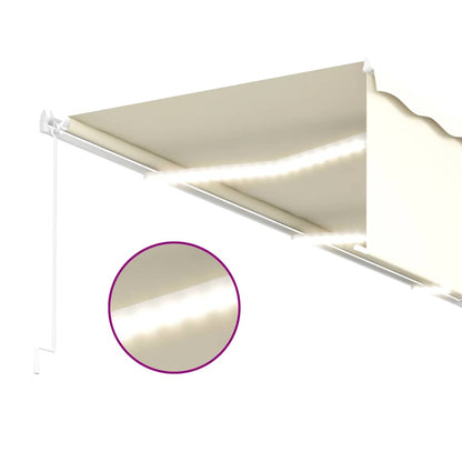 vidaXL Markise Manuell Einziehbar mit Rollo & LED 6x3 m Creme