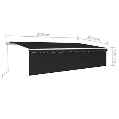 vidaXL Markise Manuell Einziehbar mit Rollo & LED 6x3 m Anthrazit