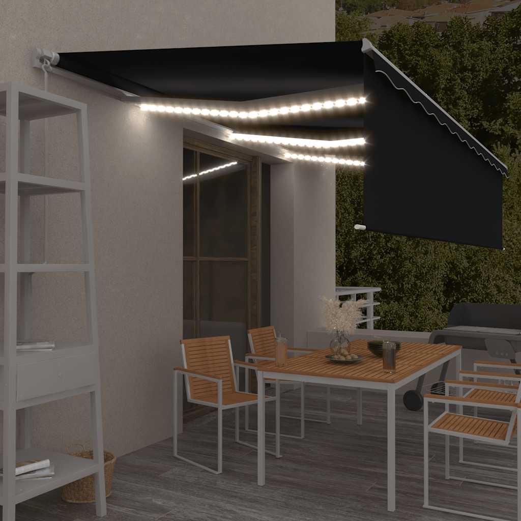 vidaXL Markise Manuell Einziehbar mit Rollo & LED 6x3 m Anthrazit