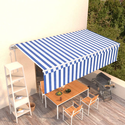 vidaXL Auvent Rétractable Automatique avec Lambrequin 6x3 m Bleu et Blanc