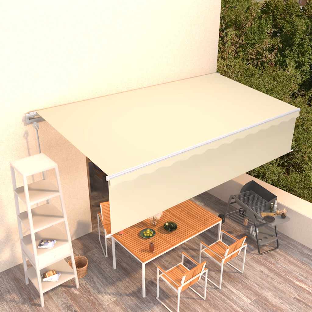 vidaXL Markise Automatisch Einziehbar mit Volant 6x3 m Creme