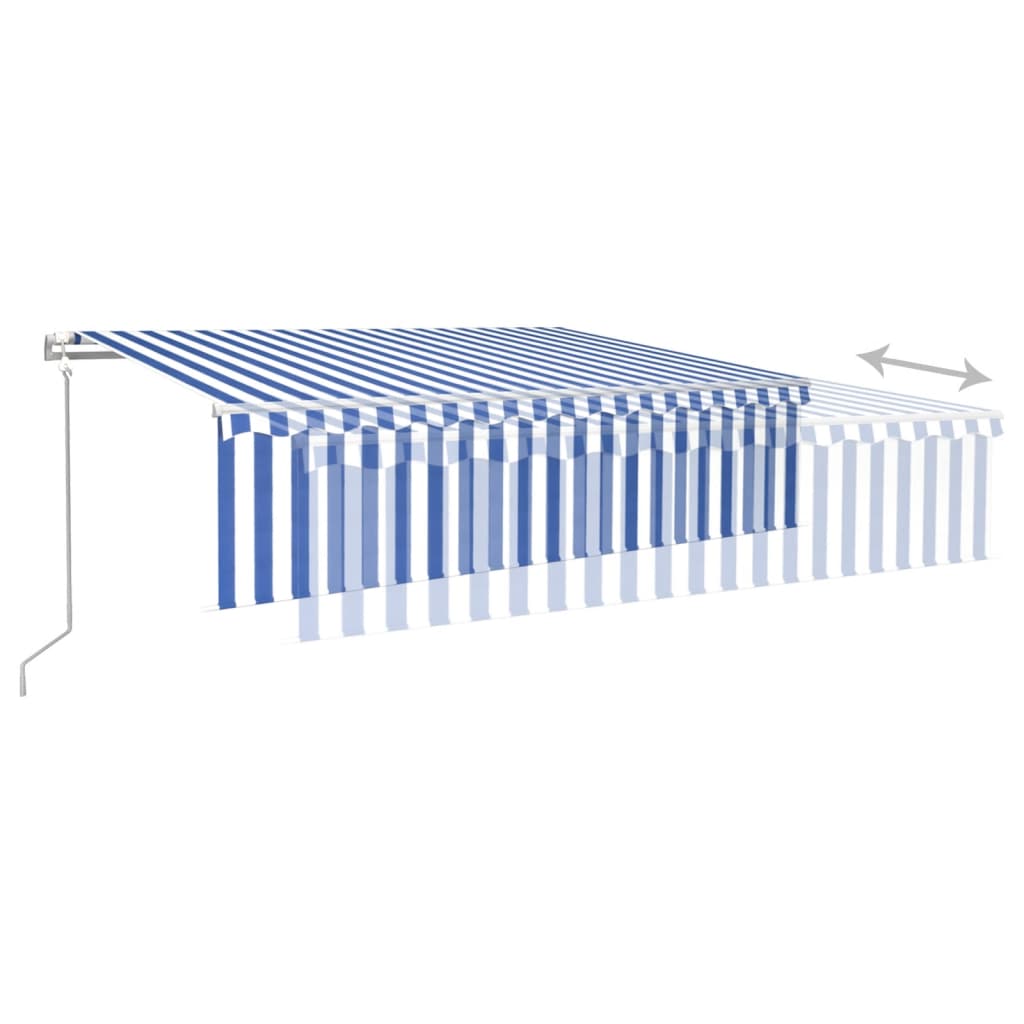 vidaXL Store banne automatique avec lambrequin LED et capteur de vent 6x3 m Bleu et blanc