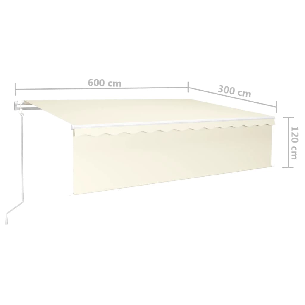 vidaXL Markise Automatisch mit Rollo LED Windsensor 6x3 m Creme