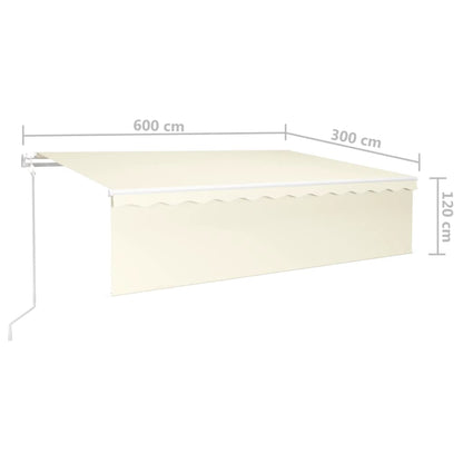 vidaXL Markise Automatisch mit Rollo LED Windsensor 6x3 m Creme