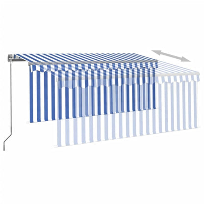 vidaXL Markise Manuell Einziehbar mit Rollo 3x2,5 m Blau und Weiß