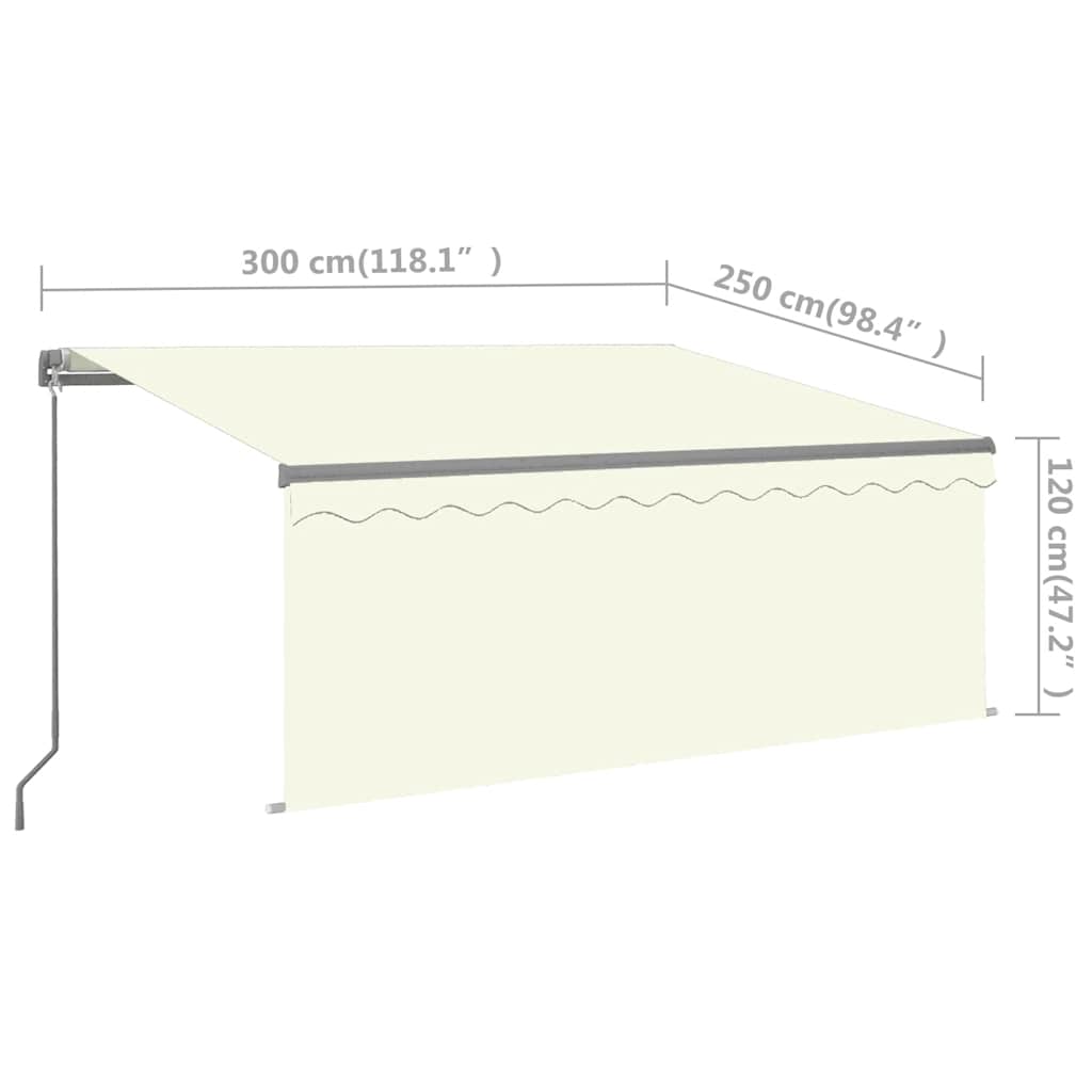 vidaXL Markise Manuell Einziehbar mit Rollo 3x2,5 m Creme