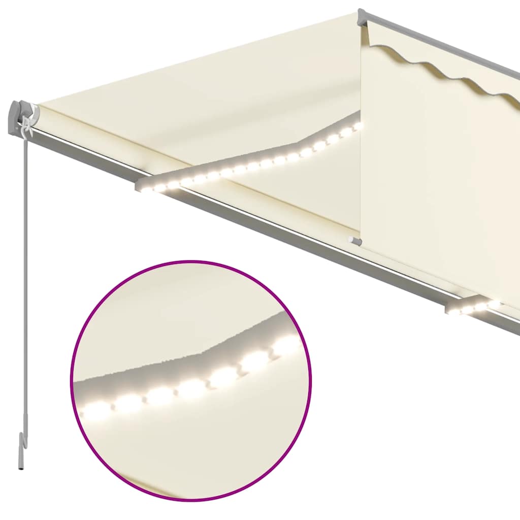 vidaXL Markise Manuell Einziehbar mit Rollo & LED 3x2,5 m Creme