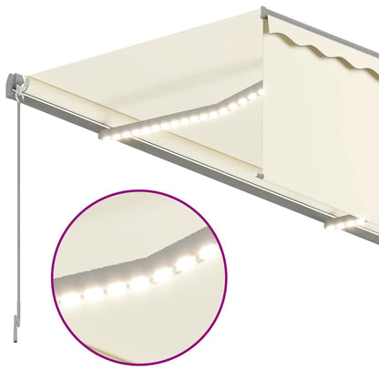 vidaXL Markise Manuell Einziehbar mit Rollo & LED 3x2,5 m Creme