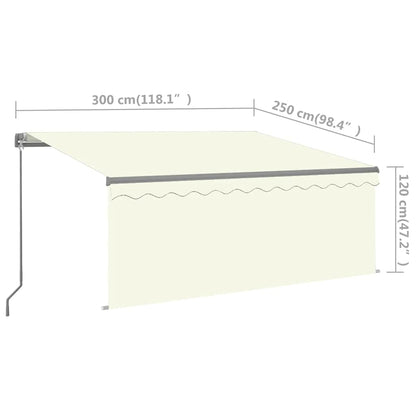 vidaXL Markise Manuell Einziehbar mit Rollo & LED 3x2,5 m Creme