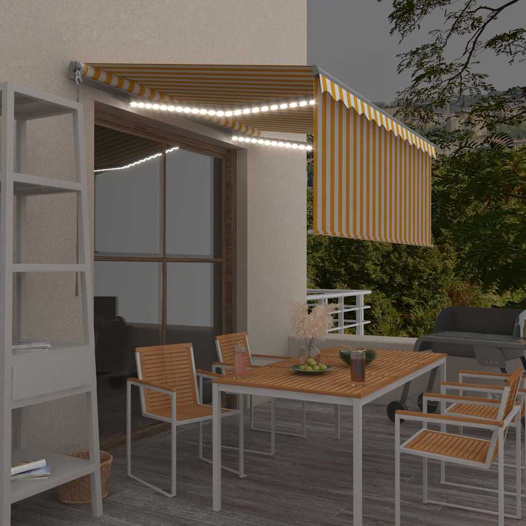 vidaXL Markise Manuell Einziehbar mit Rollo LED 3x2,5m Gelb & Weiß