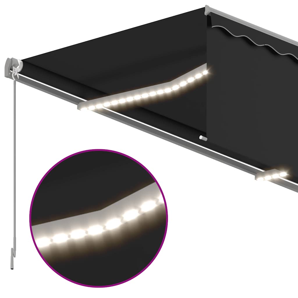 vidaXL Markise Manuell Einziehbar mit Rollo & LED 3x2,5 m Anthrazit