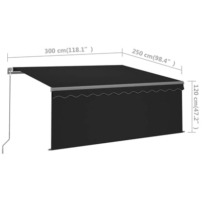 vidaXL Markise Manuell Einziehbar mit Rollo & LED 3x2,5 m Anthrazit