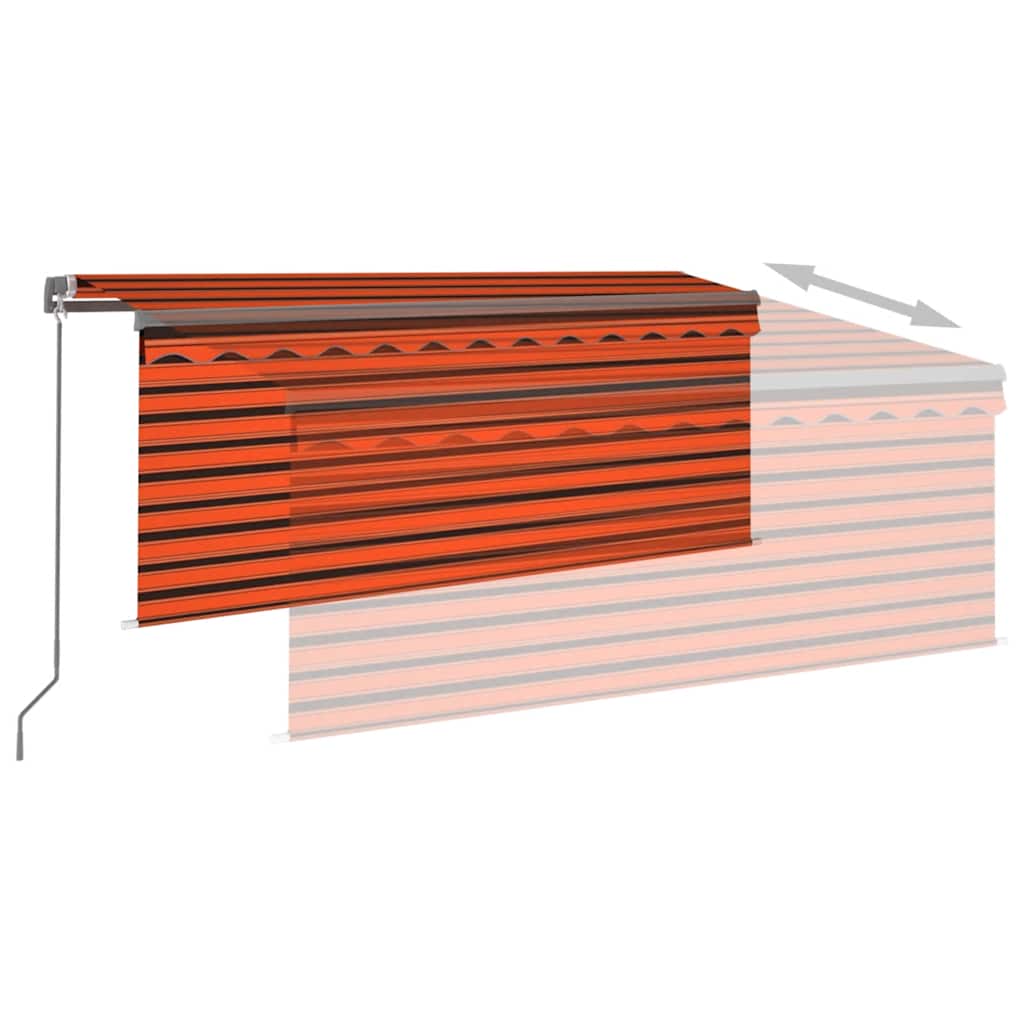 vidaXL Auvent manuel rétractable avec store & LED 3x2,5 m Orange Marron