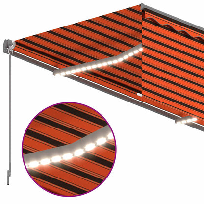 vidaXL Auvent manuel rétractable avec store & LED 3x2,5 m Orange Marron