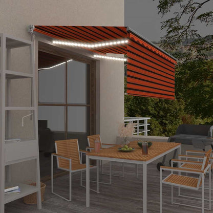 vidaXL Auvent manuel rétractable avec store & LED 3x2,5 m Orange Marron