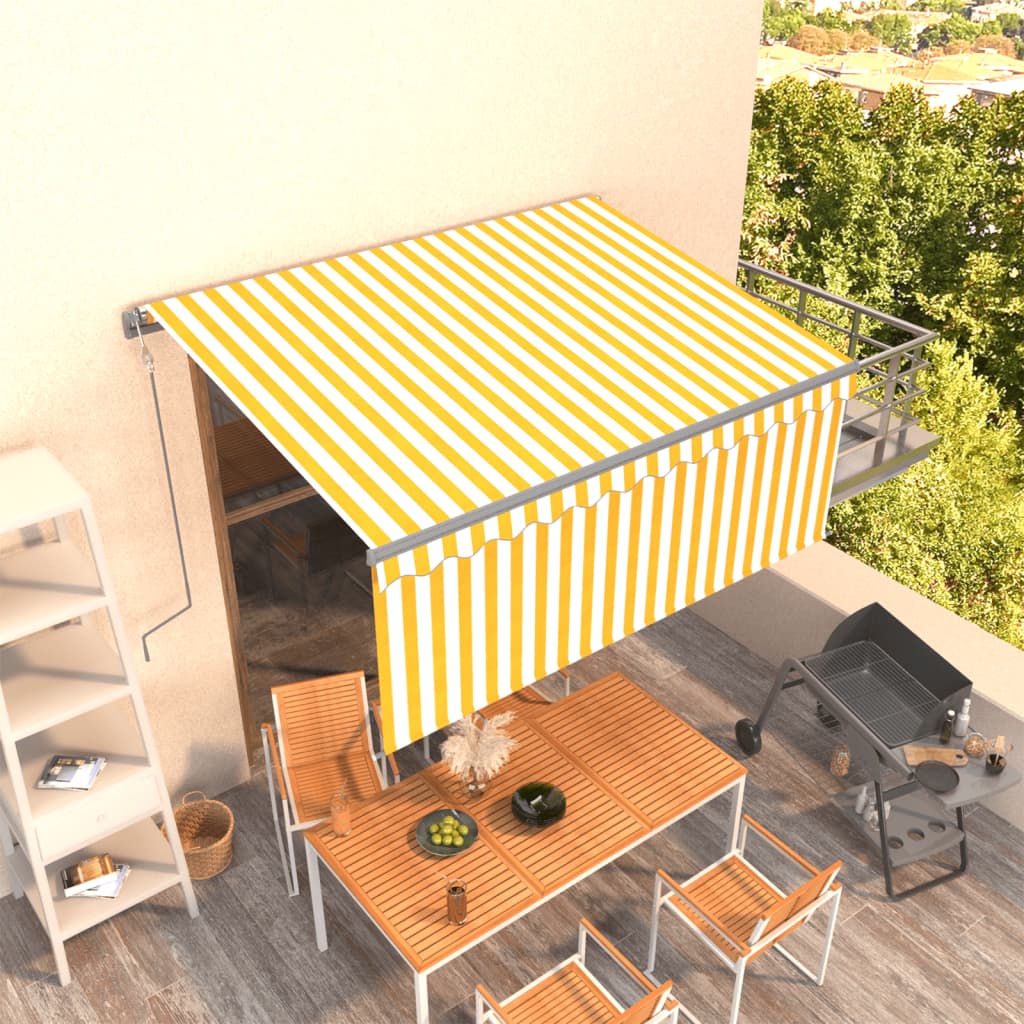 vidaXL Store banne rétractable avec lambrequin 3x2,5 m Jaune et blanc