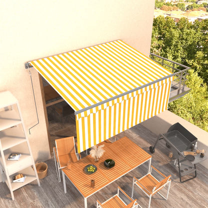 vidaXL Store banne rétractable avec lambrequin 3x2,5 m Jaune et blanc