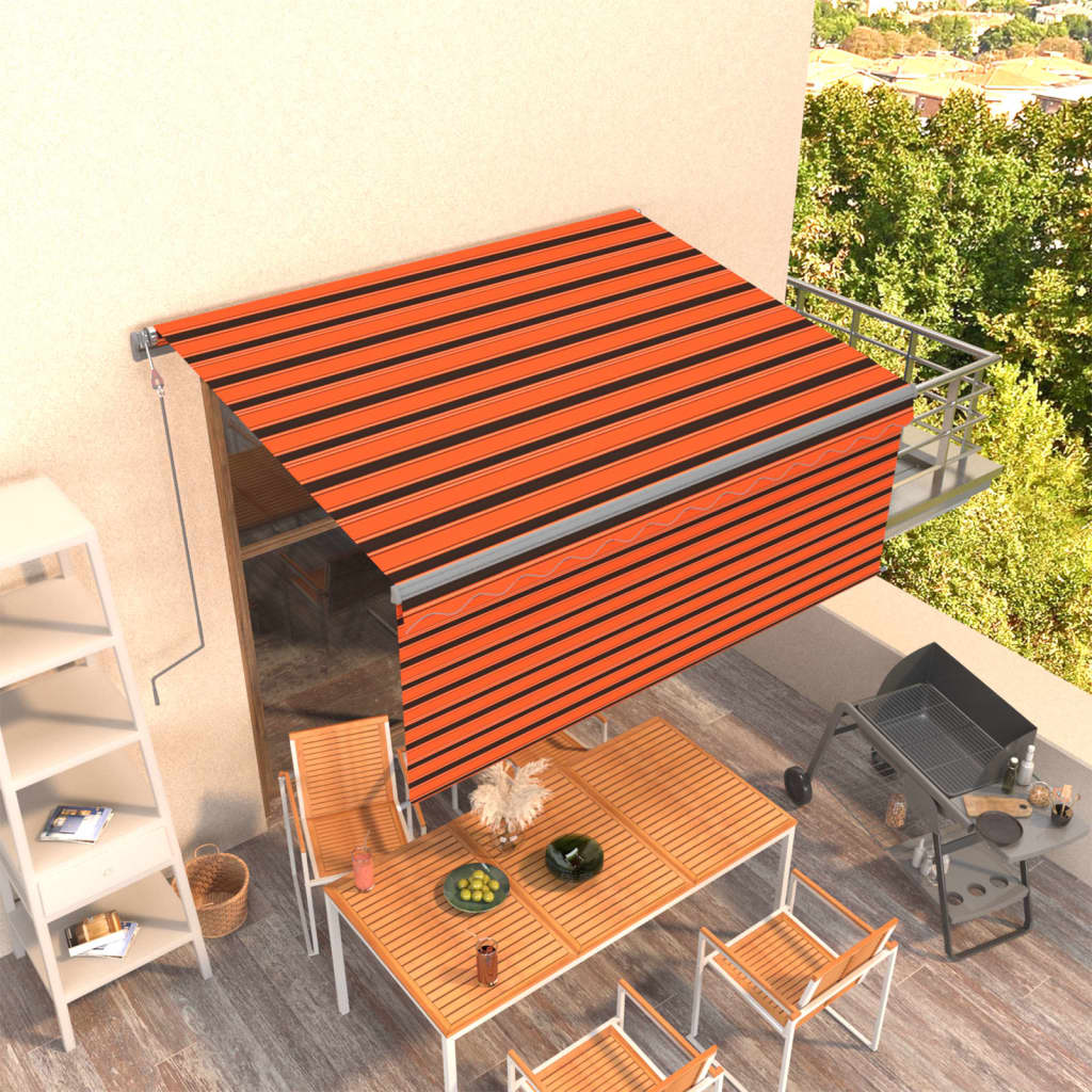 vidaXL Store banne rétractable automatique avec lambrequin 3x2,5 m Orange et marron