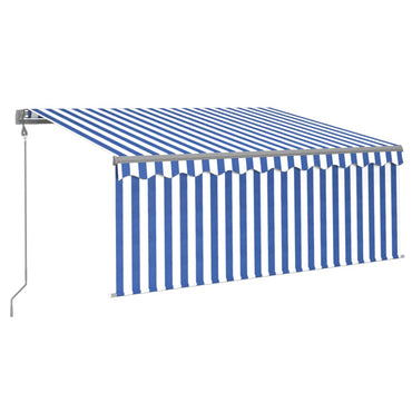 vidaXL Markise Automatisch mit Rollo LED Windsensor 3x2,5m Blau Weiß
