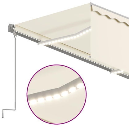 vidaXL Store banne automatique avec store latéral, LED et capteur de vent 3x2,5 m Crème