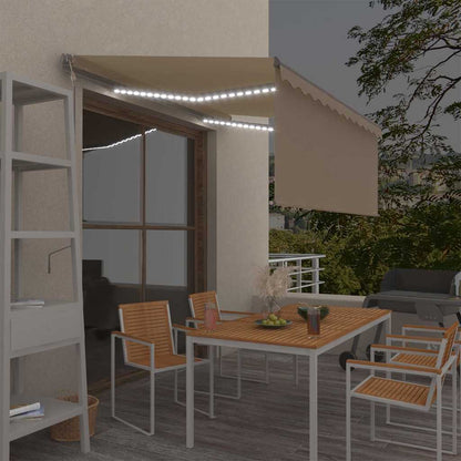 vidaXL Store banne automatique avec store latéral, LED et capteur de vent 3x2,5 m Crème