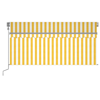 vidaXL Markise Automatisch mit Rollo LED Windsensor 3x2,5m Gelb Weiß