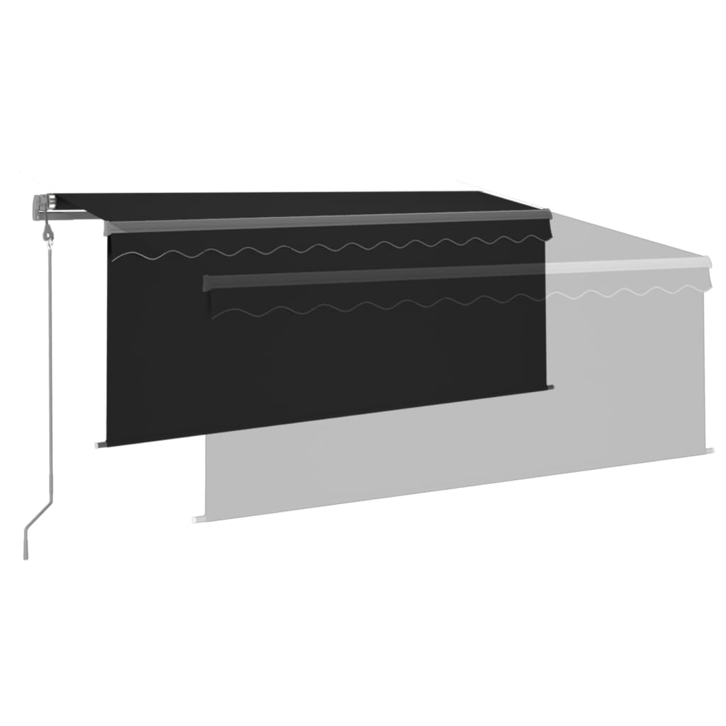 vidaXL Store banne automatique avec lambrequin et LED, capteur de vent, 3x2,5 m, anthracite