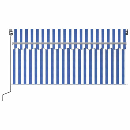 vidaXL Store Banne Manuel Rétractable avec Rouleau 3,5x2,5 m Bleu et Blanc