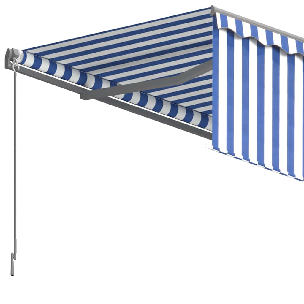 vidaXL Store Banne Manuel Rétractable avec Rouleau 3,5x2,5 m Bleu et Blanc