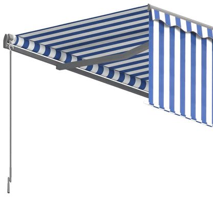 vidaXL Store Banne Manuel Rétractable avec Rouleau 3,5x2,5 m Bleu et Blanc