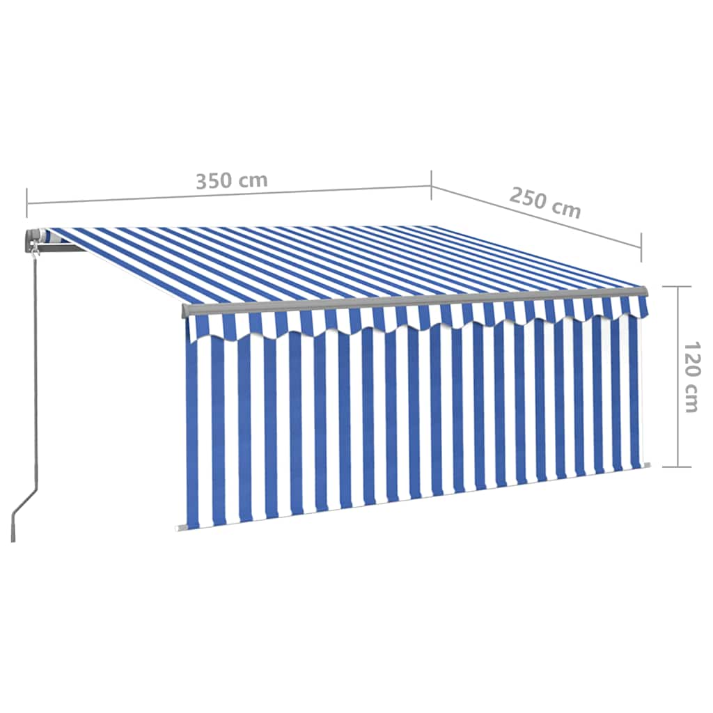 vidaXL Store Banne Manuel Rétractable avec Rouleau 3,5x2,5 m Bleu et Blanc