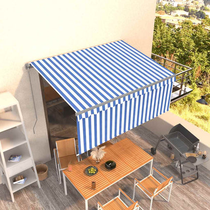 vidaXL Store Banne Manuel Rétractable avec Rouleau 3,5x2,5 m Bleu et Blanc