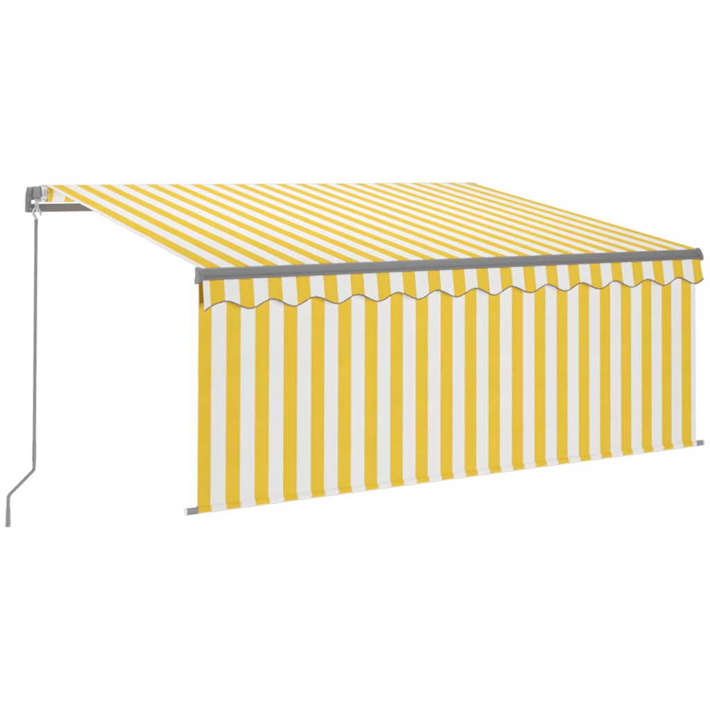 vidaXL Auvent manuel rétractable avec store 3,5x2,5 m Jaune et blanc